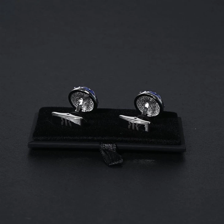 YiLi Silver Blue Planet Cufflinks For Business And Weddings